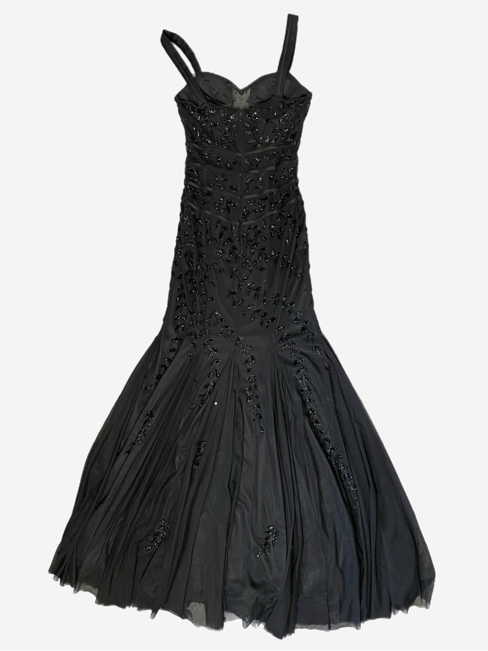Cache black floral beaded sheer mesh paneled mermaid ball gown dark fairy XS - Picture 13 of 14